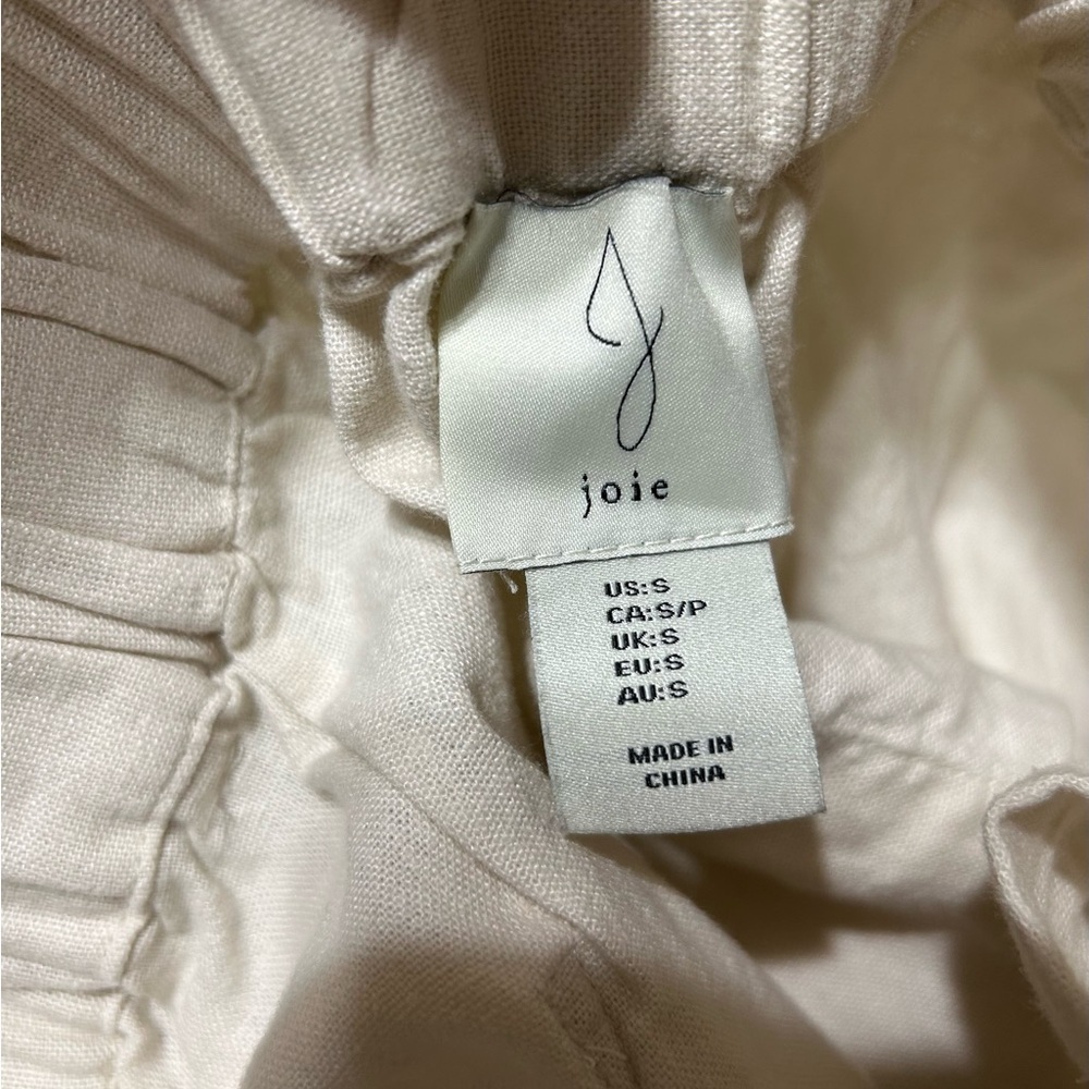 Joie Wide Leg Cropped Pants Linen Blend Cream Colored Size Small - Picture 7 of 11